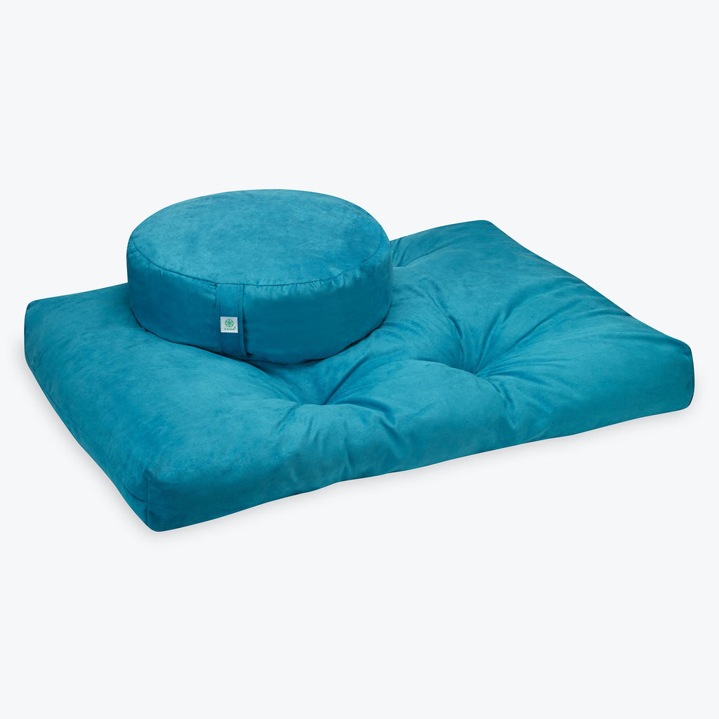 Teal Zabuton Floor Cushion with Teal Zafu