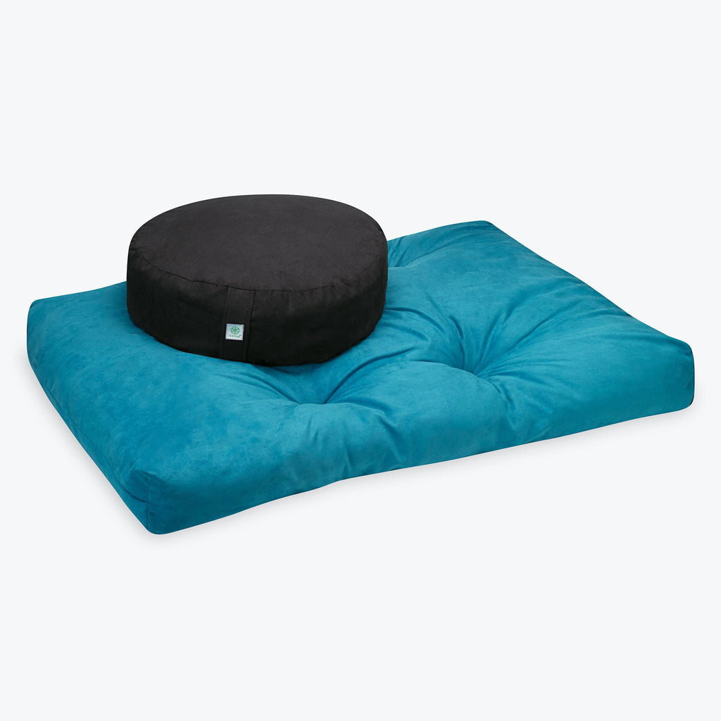 Teal Zabuton Floor Cushion with Black Zafu