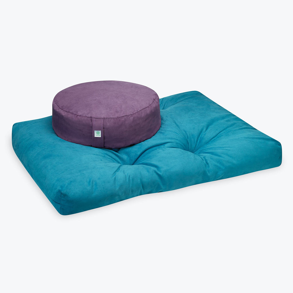 Teal Zabuton Floor Cushion with Purple Zafu