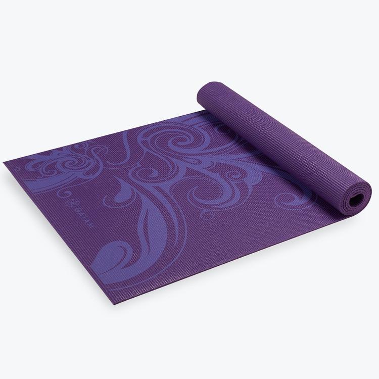 Gaiam Deep Plum Surf Yoga Mat 3 millimeter half rolled side