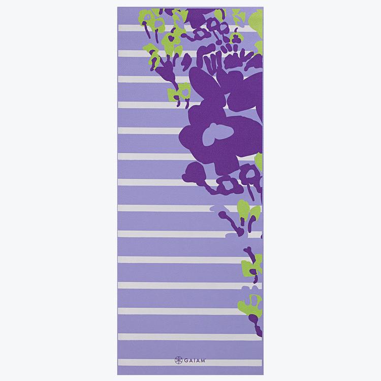 Gaiam Kids Purple Flower Yoga Mat 3 mm unrolled