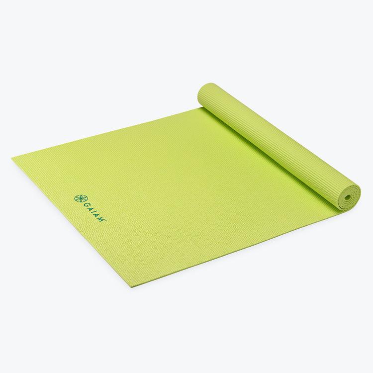 Gaiam Kids Lime Yoga Mat 3 millimeter half rolled side
