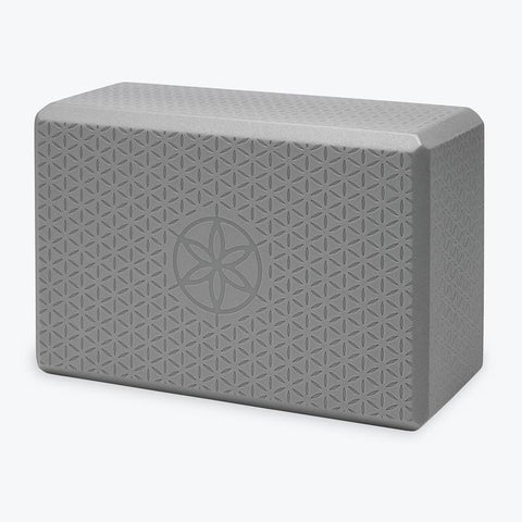 Flower of Life Embossed Yoga Block front silver
