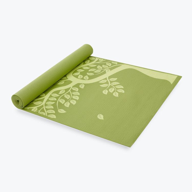 Gaiam Tree of Life Print Yoga Mat 3 millimeter half rolled side