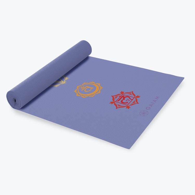 Gaiam Chakra Print Yoga Mat 3 millimeter half rolled side