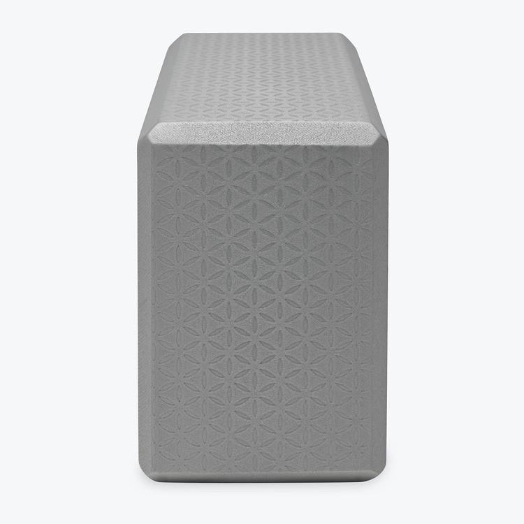 Flower of Life Embossed Yoga Block side silver