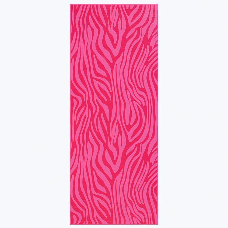 Gaiam Kids Pink Zebra Yoga Mat 3 mm unrolled