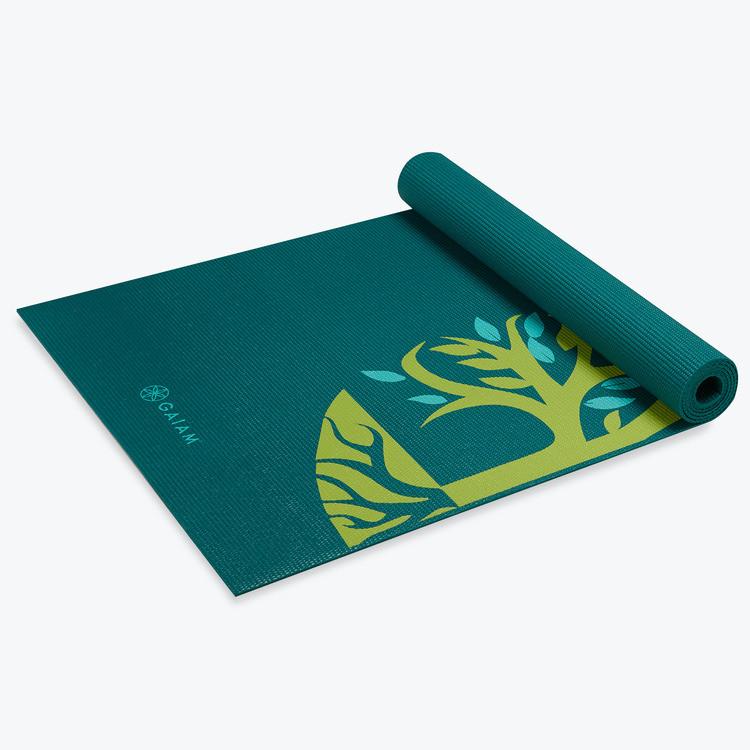 Gaiam Root to Rise Yoga Mat 3 millimeter half rolled side